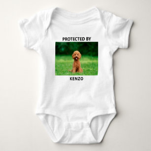 Protected By Pet Photo Funny Personalised Baby Bodysuit