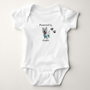 Protected by (pet's name) baby bodysuit