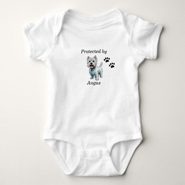 Protected by (pet's name)  baby bodysuit (Front)