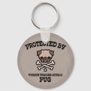 Protected By Pug Key Ring