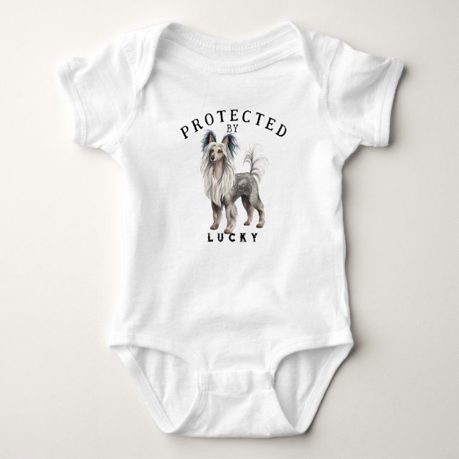 Protected By the Family Dog Baby Bodysuit (Front)