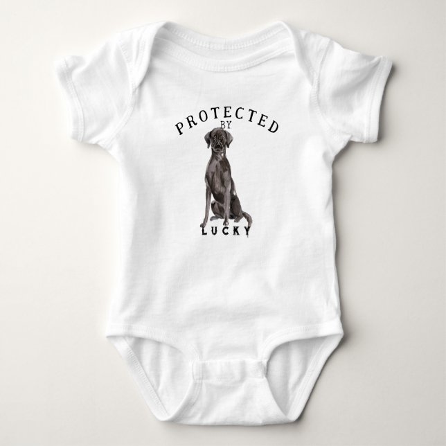 Protected By the Family Dog Baby Bodysuit (Front)