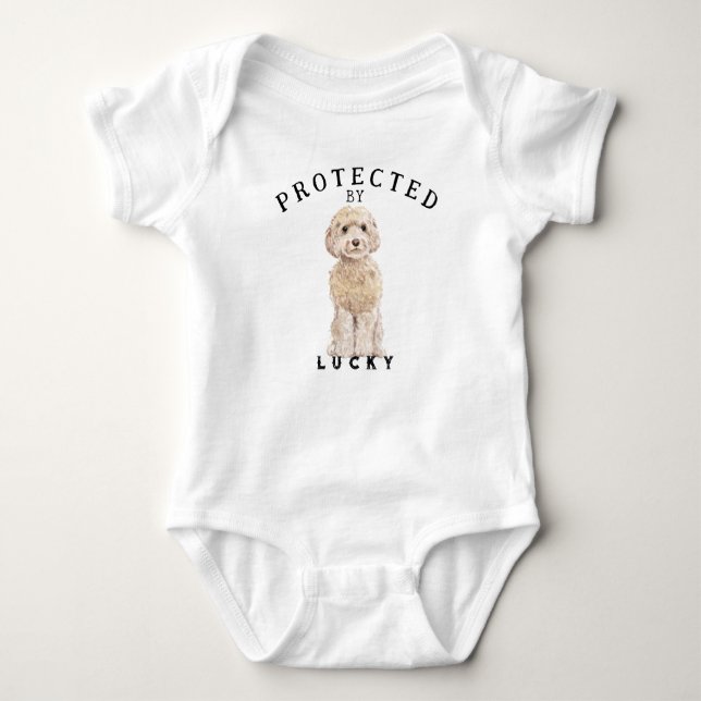 Protected By the Family Dog Baby Bodysuit (Front)