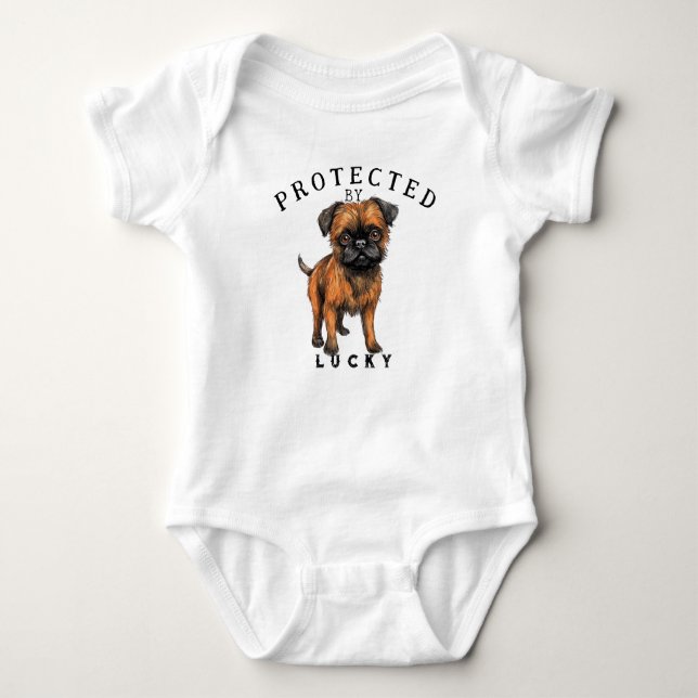 Protected By the Family Dog Baby Bodysuit (Front)