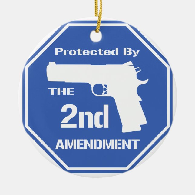 Protected By The Second Amendment (Blue).png Ceramic Ornament (Front)