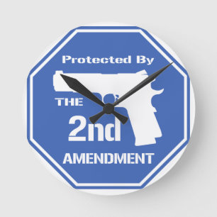 Protected By The Second Amendment (Blue).png Round Clock