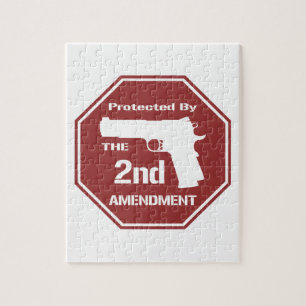 Protected By The Second Amendment (Red) Jigsaw Puzzle
