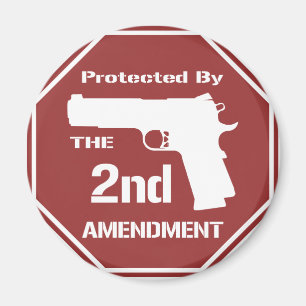 Protected By The Second Amendment (Red).png Magnet