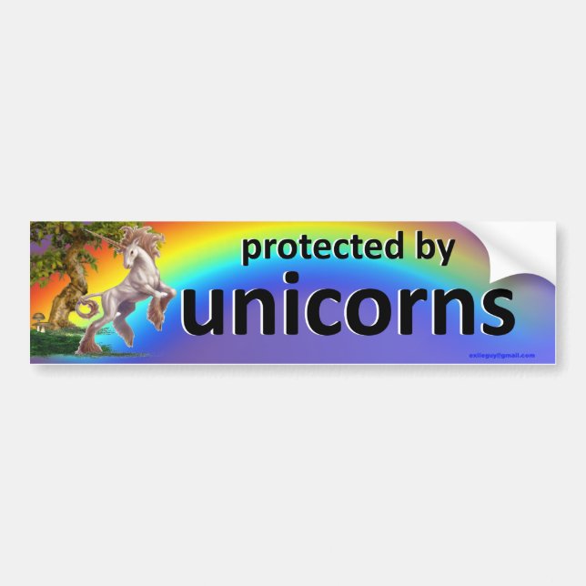 protected by unicorns bumper sticker (Front)