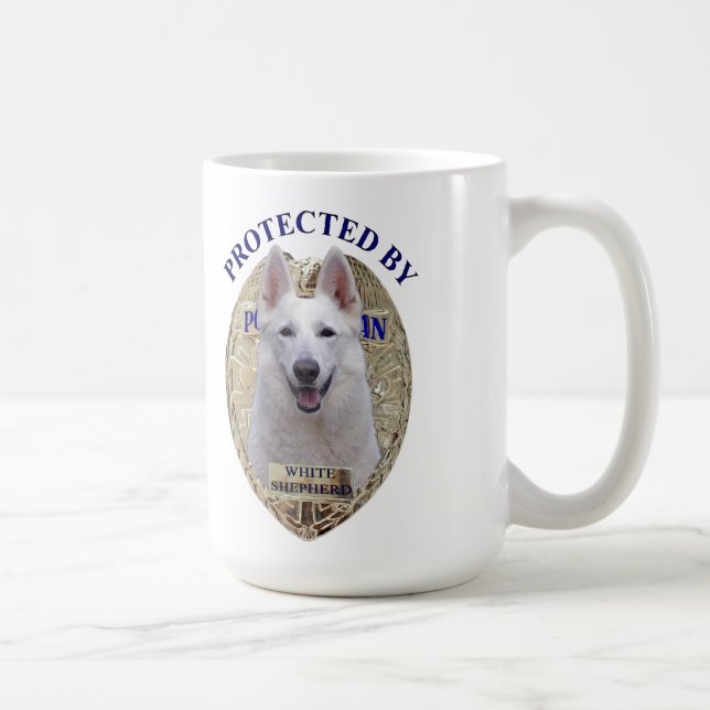 Protected By White Shepherd Coffee Mug (Right)