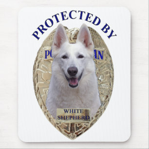 Protected By White Shepherd Mouse Pad