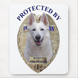 Protected By White Shepherd Mouse Pad