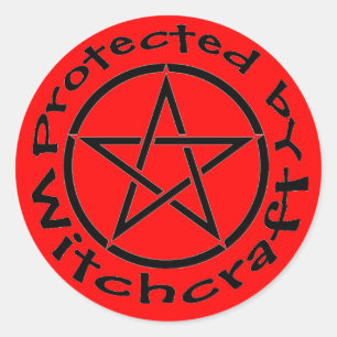 Protected by Witchcraft Pentacle Stickers Labels