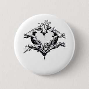 Protecting A Heart - Skeleton Hand Heart 6 Cm Round Badge