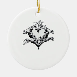 Protecting A Heart - Skeleton Hand Heart Ceramic Ornament