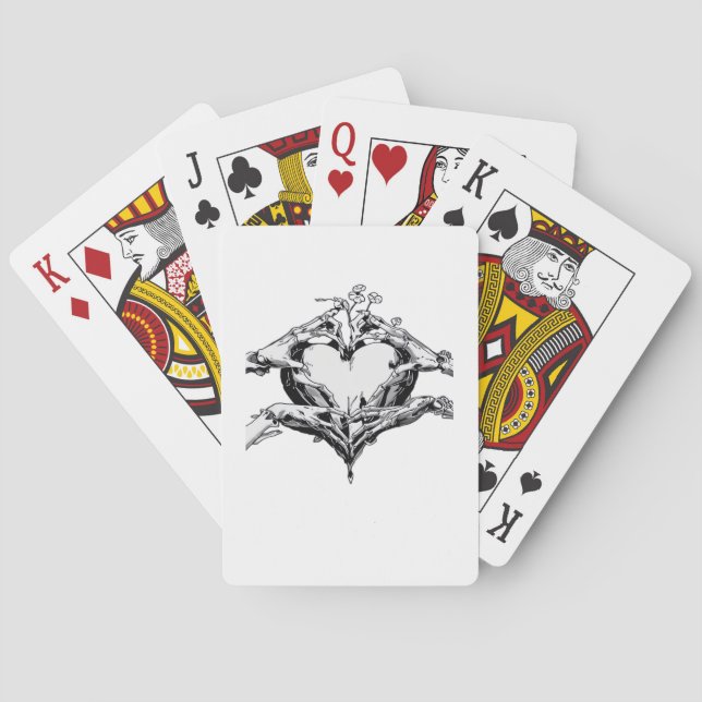 Protecting A Heart Skeleton Hand Heart Classic Playing Cards (Back)
