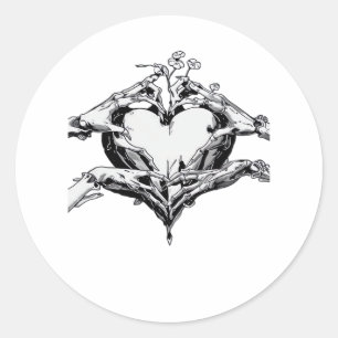 Protecting A Heart  - Skeleton Hand Heart Classic Round Sticker