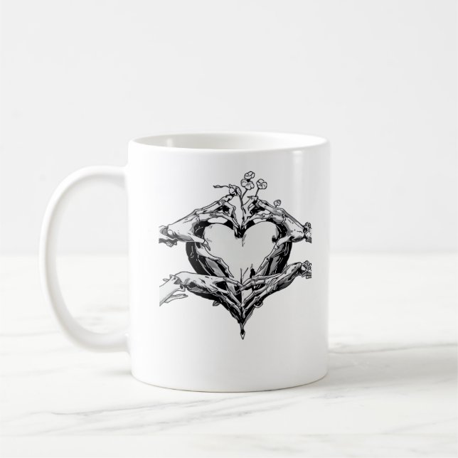 Protecting A Heart  - Skeleton Hand Heart Coffee Mug (Left)