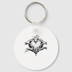 Protecting A Heart  - Skeleton Hand Heart Key Ring