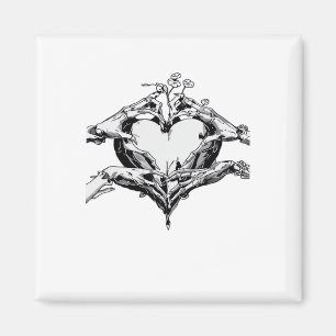 Protecting A Heart - Skeleton Hand Heart Magnet