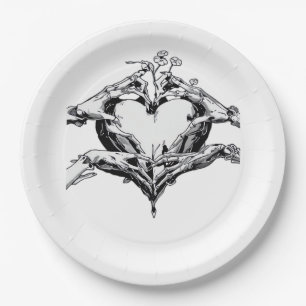 Protecting A Heart - Skeleton Hand Heart Paper Plate