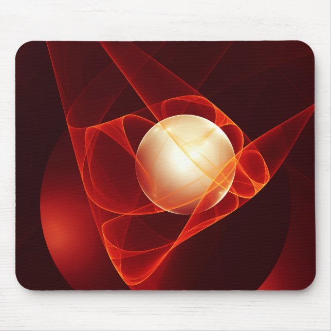 Protecting You, Modern Abstract Red Fractal Art Mouse Pad (Front)