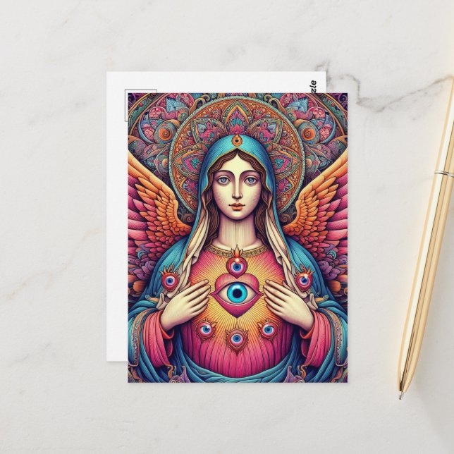  Protection From Evil Sacred Heart Of Mary Postcard (Front/Back In Situ)