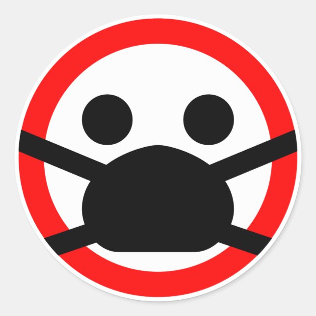 😷 protective face mask warning sign classic round sticker (Front)