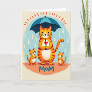 Protective Mom Feline Illustration Card