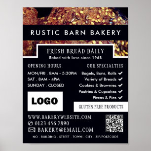 Protein Bread Rolls, Bakers, Bakery Store Advert Poster