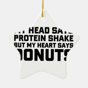 Protein Shake or Doughnuts Ceramic Tree Decoration