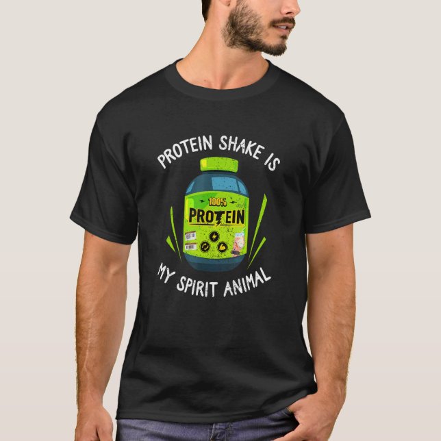 Protein Shake Spirit Animal Fun Workout Fitness Bo T-Shirt (Front)