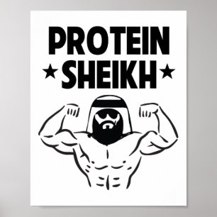 Protein Sheikh Funny Arabic Gym Fitness Lover Body Poster