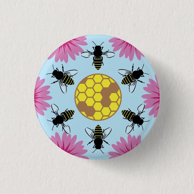 Protest Hex Sign Save The Bees 3 Cm Round Badge (Front)