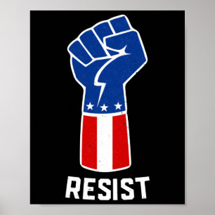 Protest Resist Fist Red White And Blue Poster