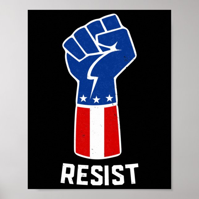 Protest Resist Fist Red White And Blue  Poster (Front)
