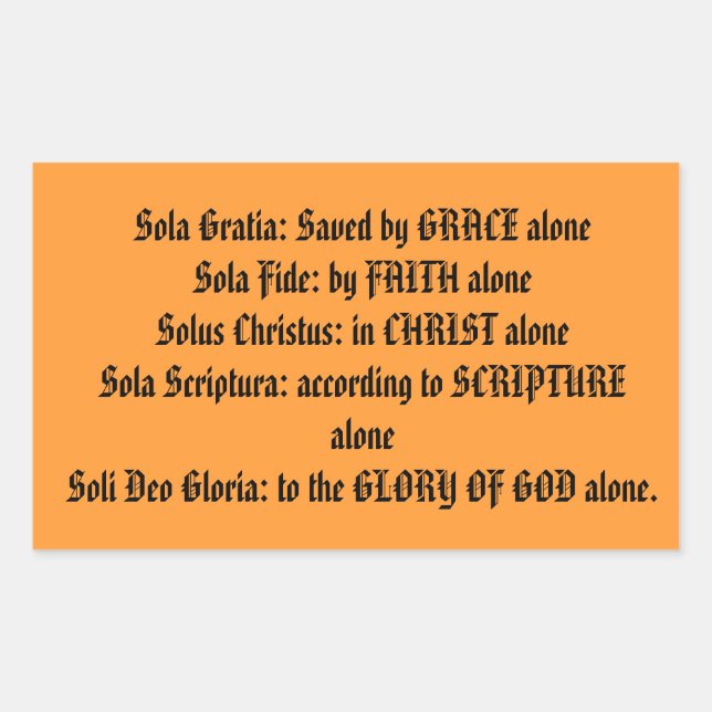 Protestant Creed 5 Solas Bumper sticker (Front)