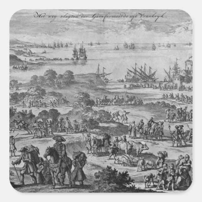 Protestants leaving France Square Sticker (Front)