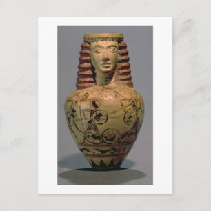 Proto-Corinthian aryballos with a human head, deco Postcard