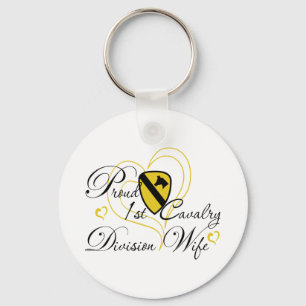 Proud 1st Cavalry Wife Heart Key Ring