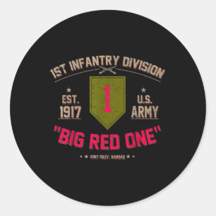 Proud 1st Infantry Division Us Veteran Big 1 Red O Classic Round Sticker