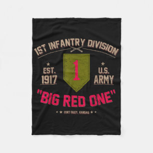 Proud 1st Infantry Division Us Veteran Big 1 Red O Fleece Blanket