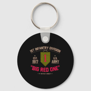 Proud 1st Infantry Division Us Veteran Big 1 Red O Key Ring