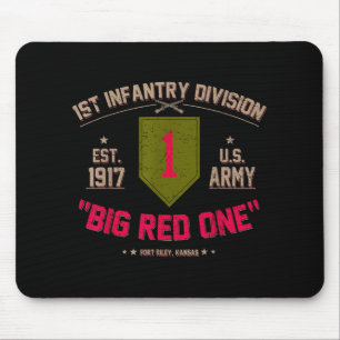 Proud 1st Infantry Division Us Veteran Big 1 Red O Mouse Pad