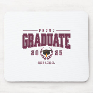 Proud 2025 Graduate High School Graduation Varsity Mouse Pad