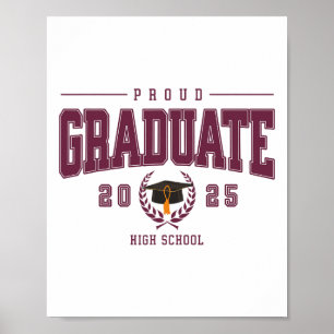 Proud 2025 Graduate High School Graduation Varsity Poster