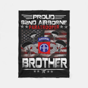 Proud 82nd Airborne Paratrooper Brother Us Flag -  Fleece Blanket