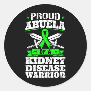 Proud Abuela Of A Kidney Disease Warrior Awareness Classic Round Sticker
