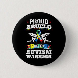 Proud Abuelo Of An Autism Warrior Awareness Ribbon 6 Cm Round Badge