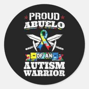 Proud Abuelo Of An Autism Warrior Awareness Ribbon Classic Round Sticker